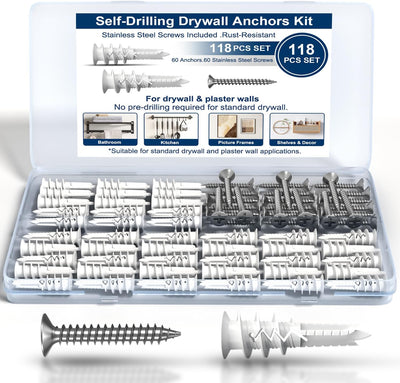 Kit 118 Anclajes Auto perforantes Yeso 8x1-1/4 Pulg Resistentes