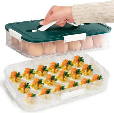 Contenedor huevos deviles doble capa 36uds con tapa verde