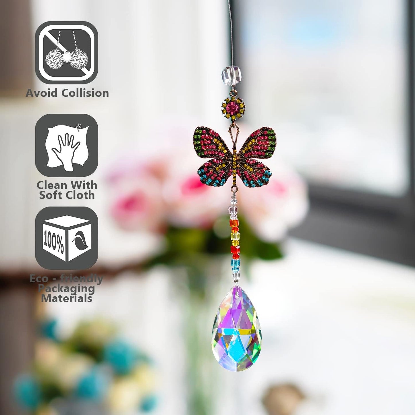 Atrapasueños colgante mariposa cristal decoración hogar coche
