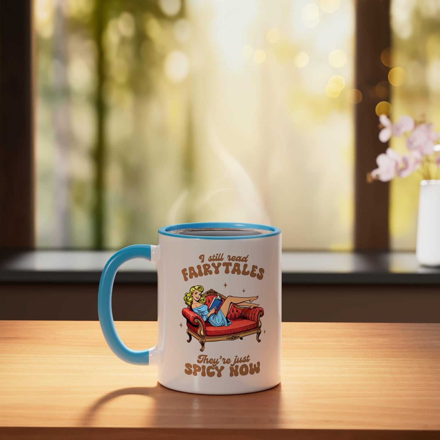 Taza Cerámica Libro Picante Azul/Blanco