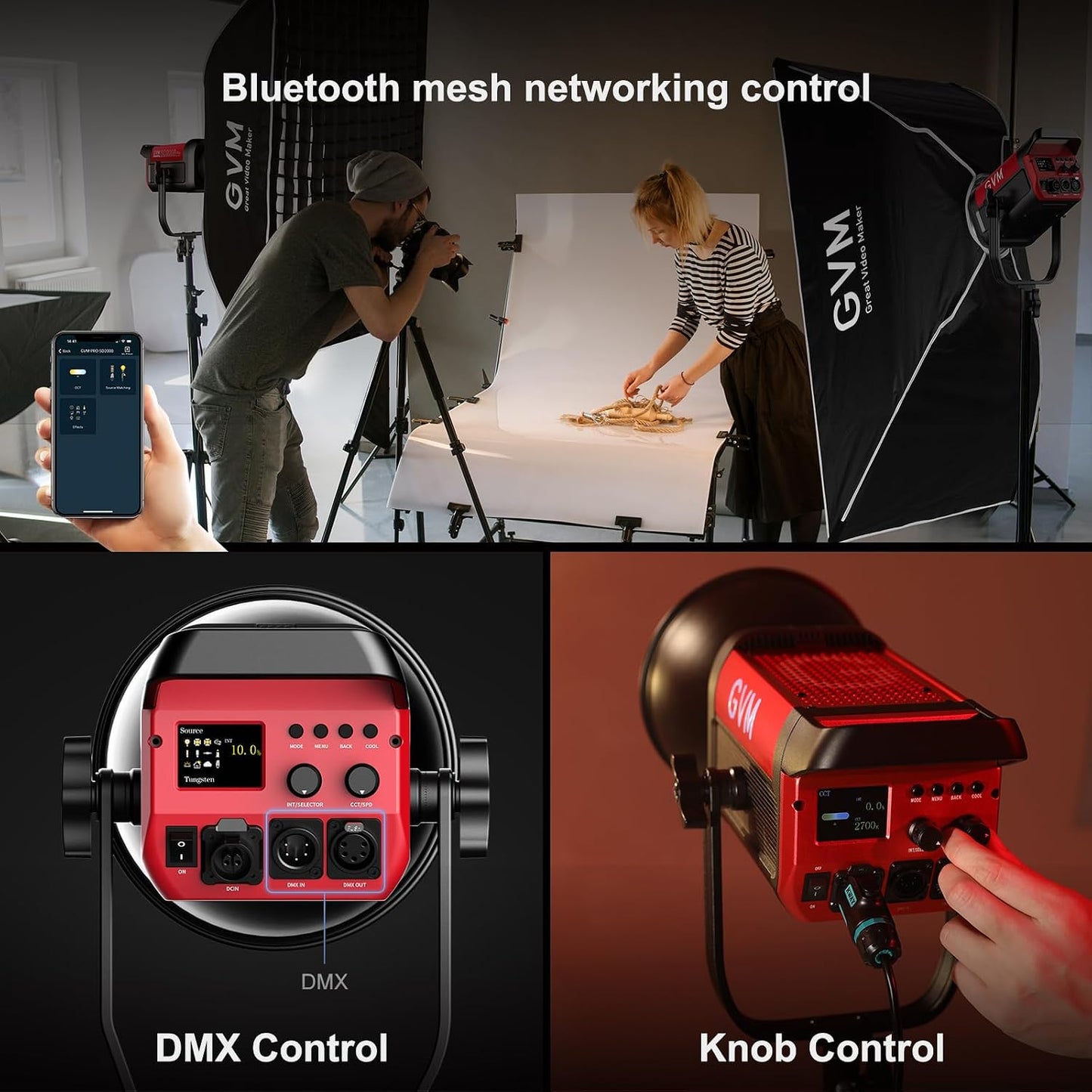 Luz LED COB estudio YouTube 200W 2700-6800K DMX/Bluetooth CRI97