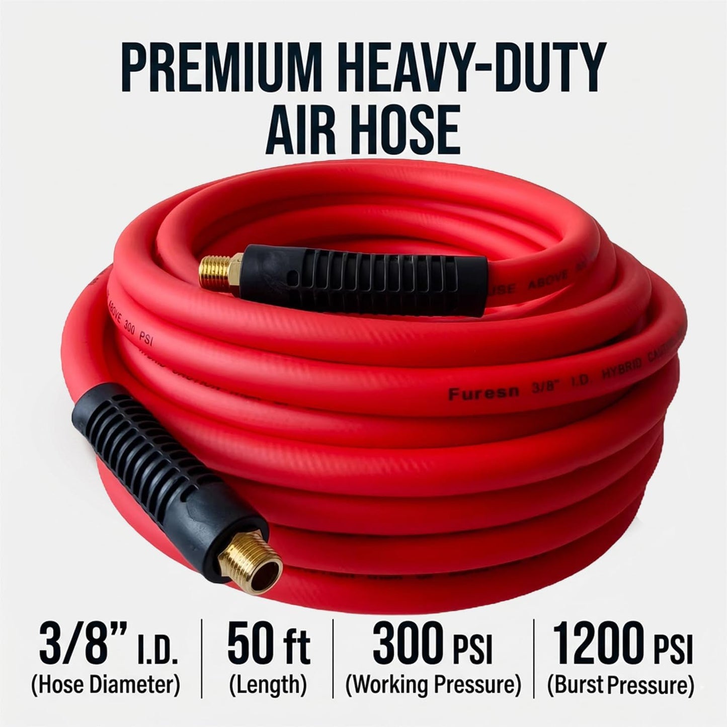 Manguera aire 3/8x50ft 300PSI híbrida doble 1/4MNPT