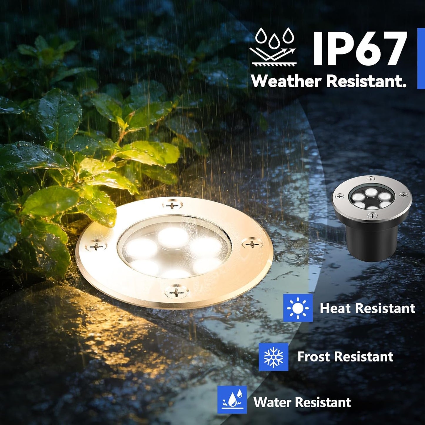 Luces LED paisaje 6 W IP67 blancas cálidas 3000 K pack 2