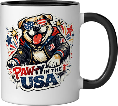 Taza cerámica patriótica para perro con tema USA July 4th