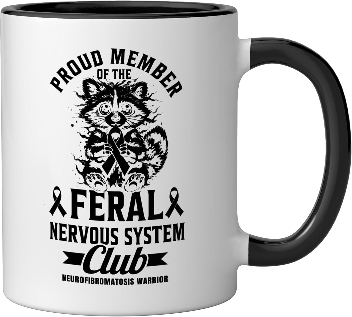 Taza cerámica para Neurofibromatosis Warrior en negro/blanco