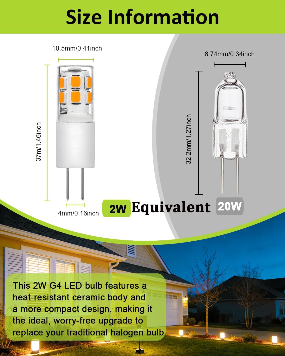 6 Pzas Bombillas LED G4 2W 2700K Blanco Cálido Base Bipines