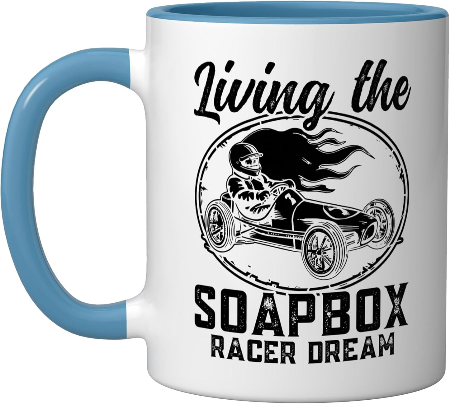 Taza Cerámica Coche Carreras Azul/Blanco