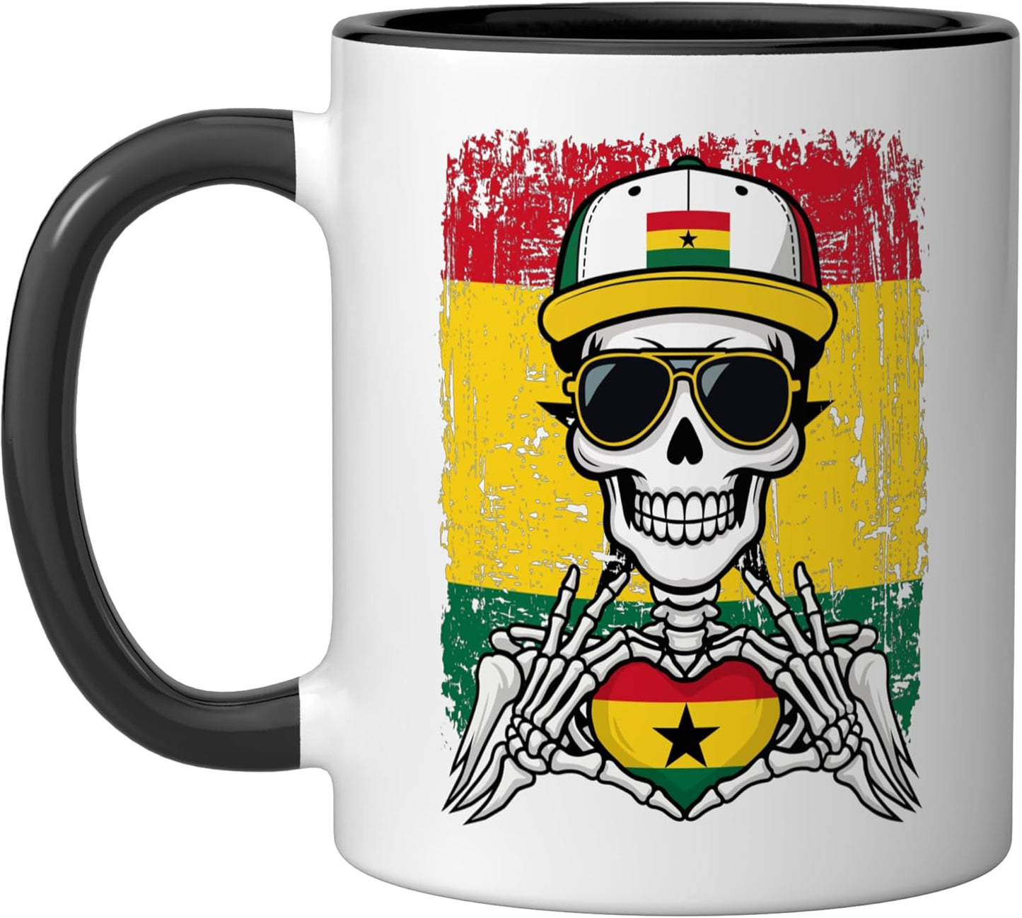 Taza Cerámica Diseño Esqueleto Negro/Blanco