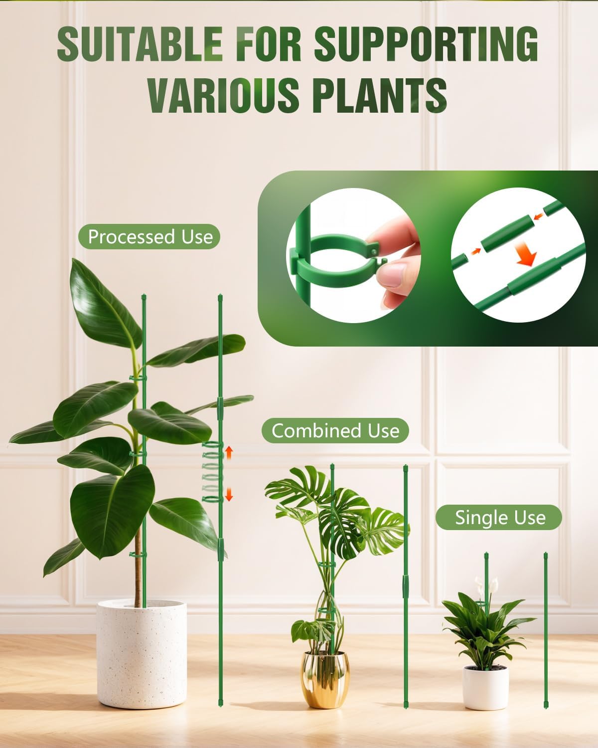 Pack 16 Estacas Jardín 12-16pulg Soporte Plantas Altas