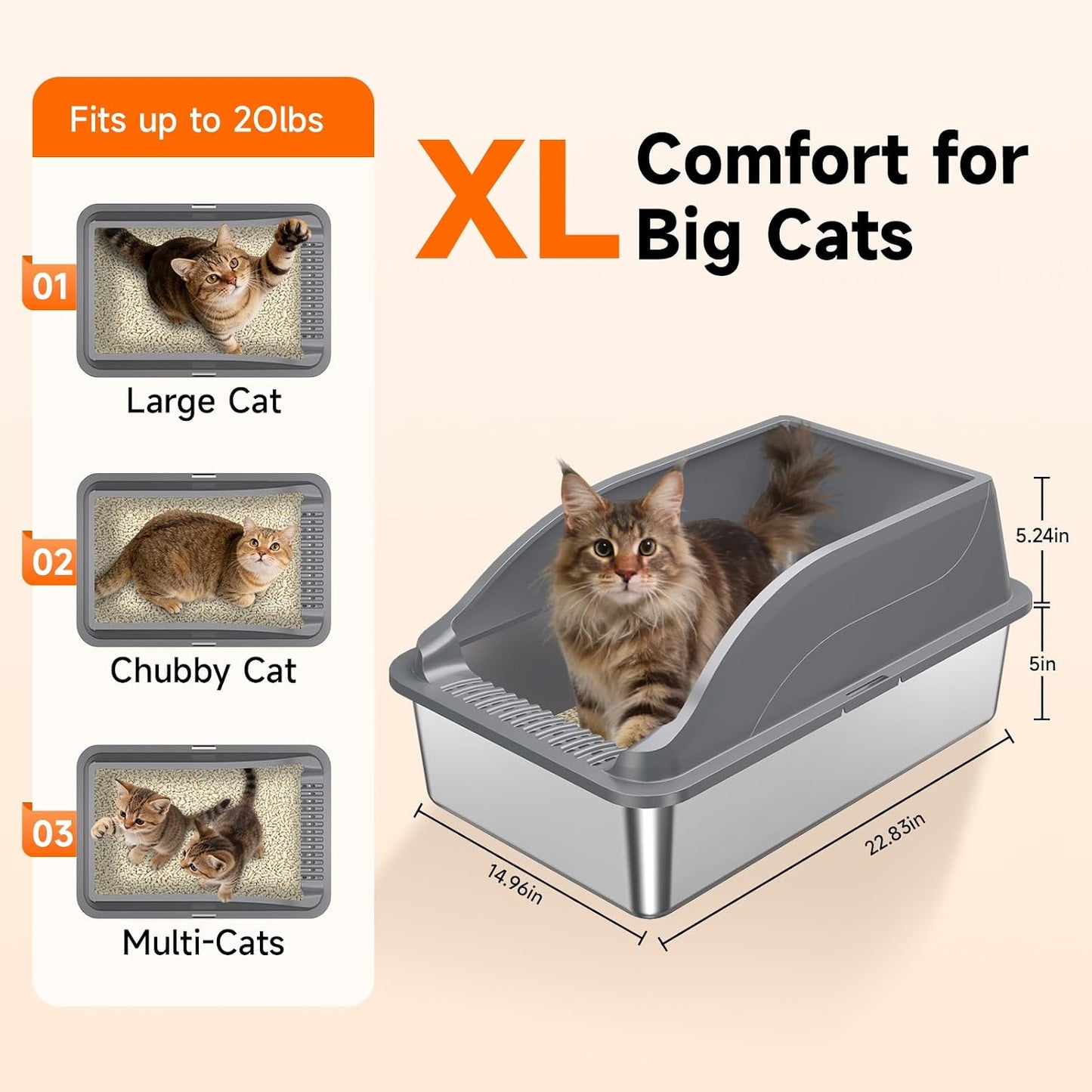 2 Pzas Caja Arena Acero Inox XL Sin Olor Con Cuchara
