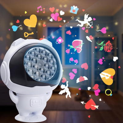 Proyector luz corazón y astronauta decoración dormitorio niño