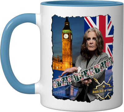Taza de cerámica Ozzy Osbourne color azul y blanco