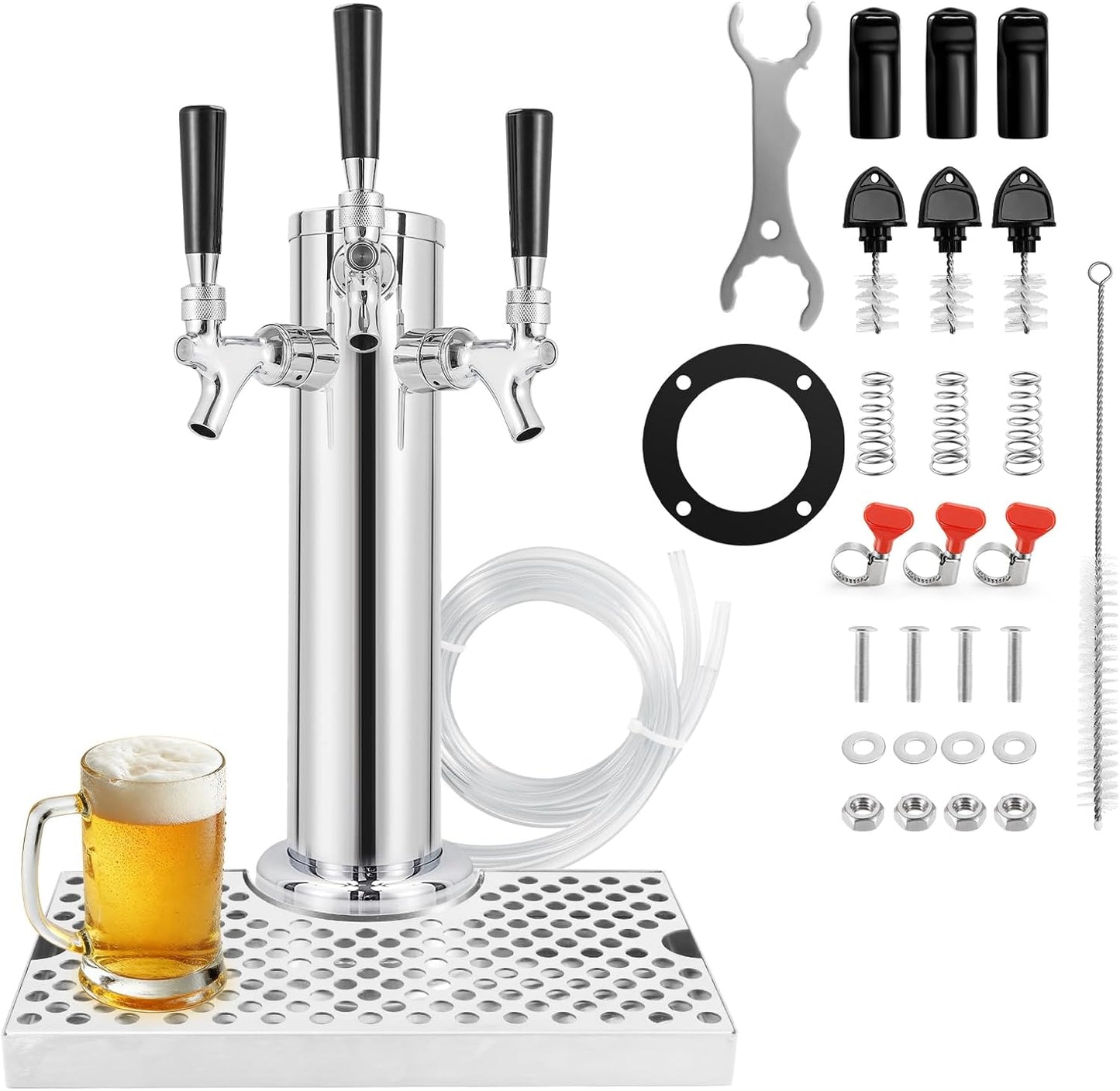 Torre Kegerator 3 grifos acero inox bandeja goteo