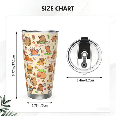 Vaso Capybara para niñas y mujeres de acero inoxidable