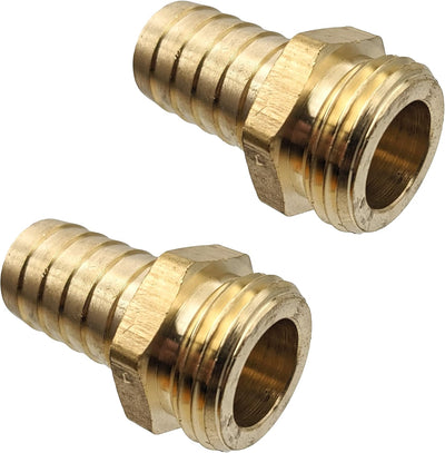 Adaptador manguera jardín latón 3/4pulg GHT 2 Pzas