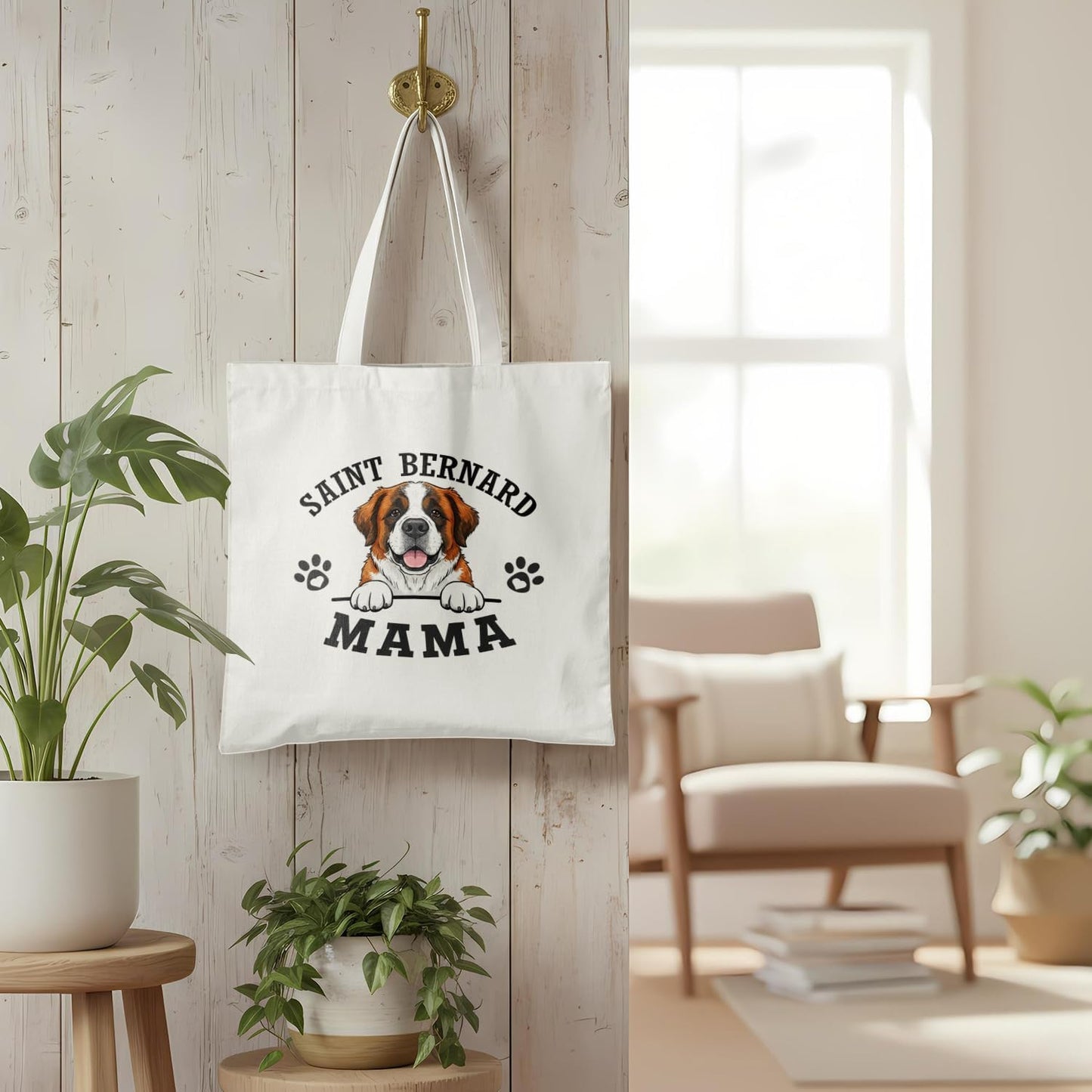 Bolso de tela para mamá amante de perros Saint Bernard