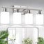 Lámpara baño 4 luces níquel cepillado pantalla vidrio leche