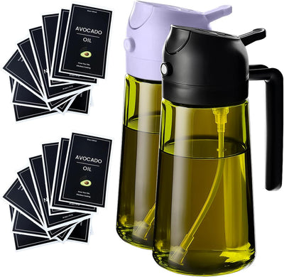 Spray aceite 470ml vidrio con etiquetas 16pcs negro y púrpura
