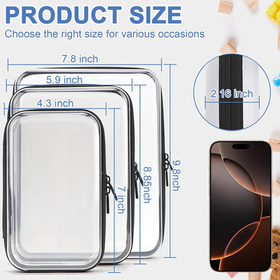 3 Fundas Rígidas Transparentes con Cremallera Negro