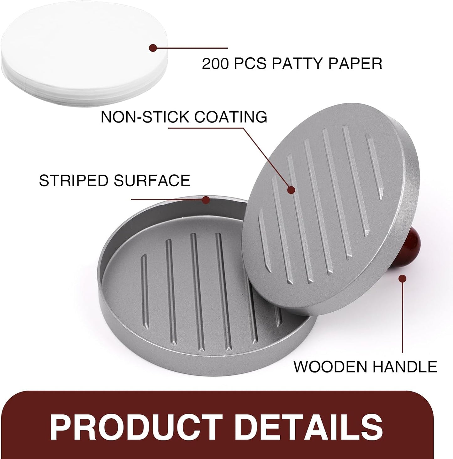 Molde hamburguesas aluminio 200 papeles antiadherentes