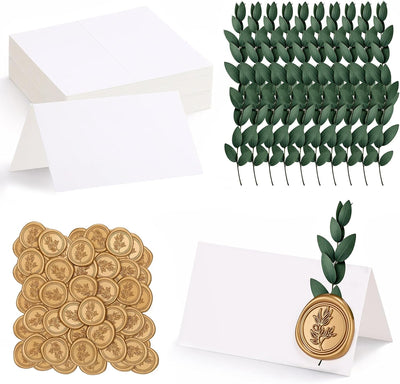 Set 50 Tarjetas Lugar con Sello de Cera y Flores Secas 2x3.5pulg
