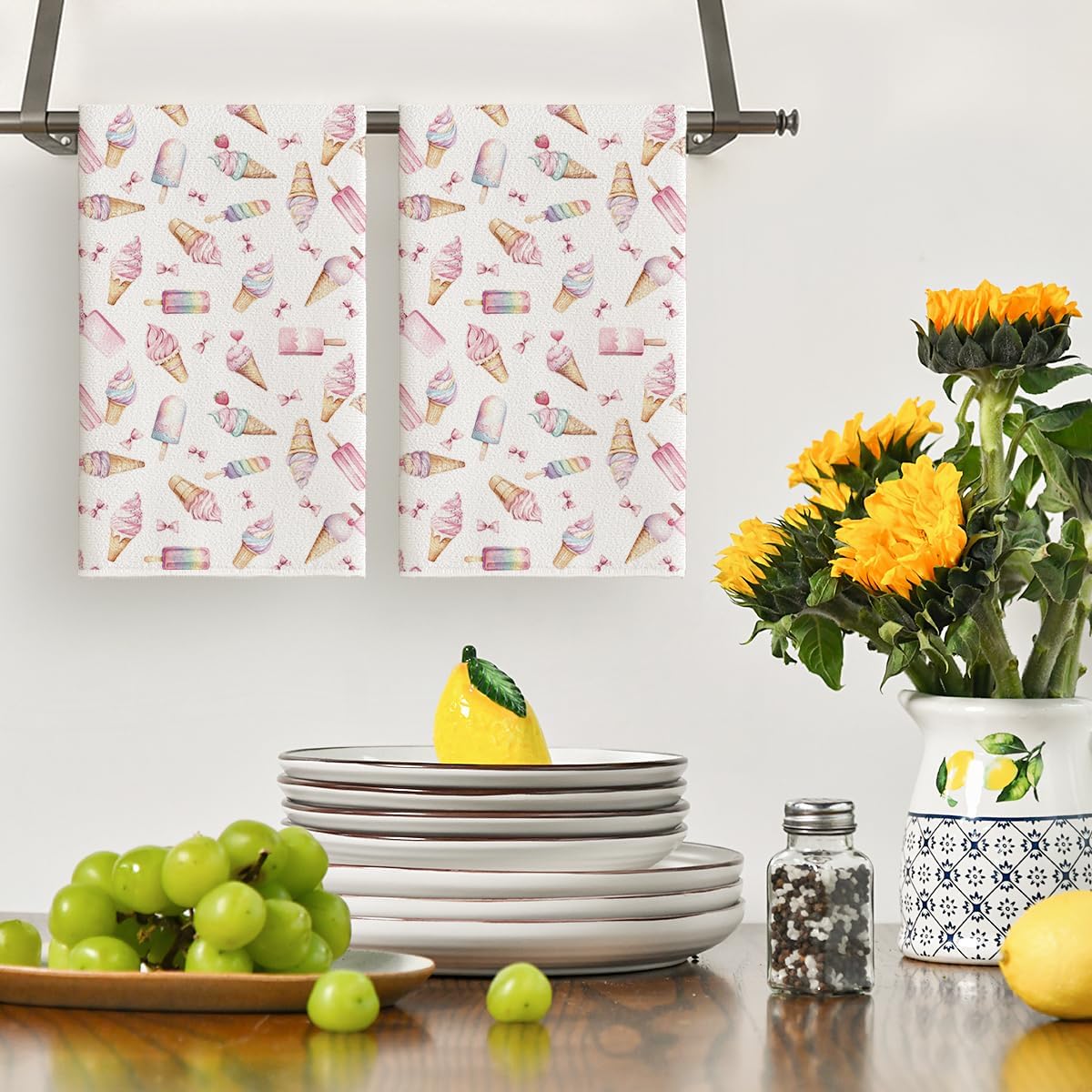 Toallas de cocina de verano con paletas de fresa 18 x 26" decoración de granja