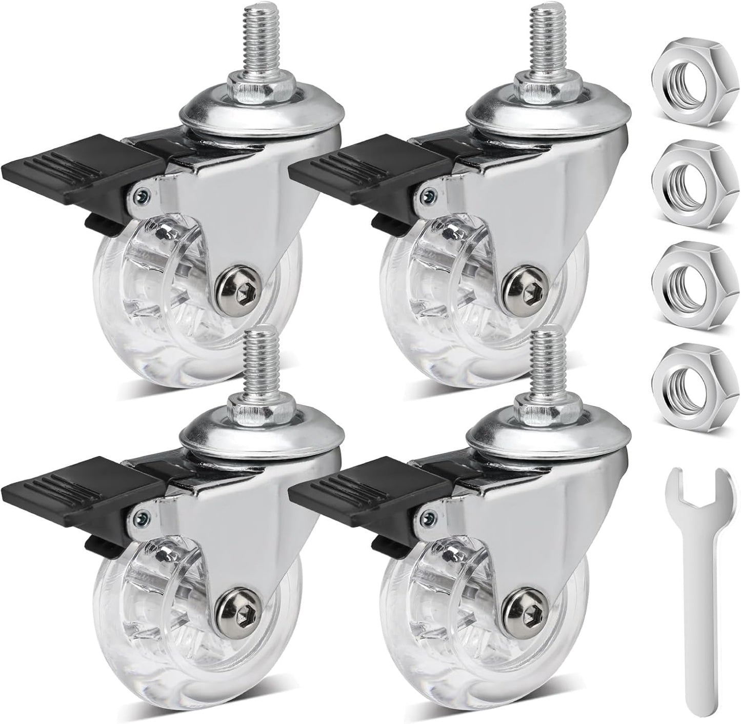 4 Pzas Ruedas Caster M8 con Freno para Carritos