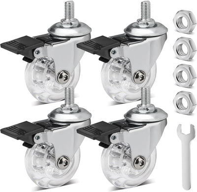 4 Pzas Ruedas Caster M8 con Freno para Carritos