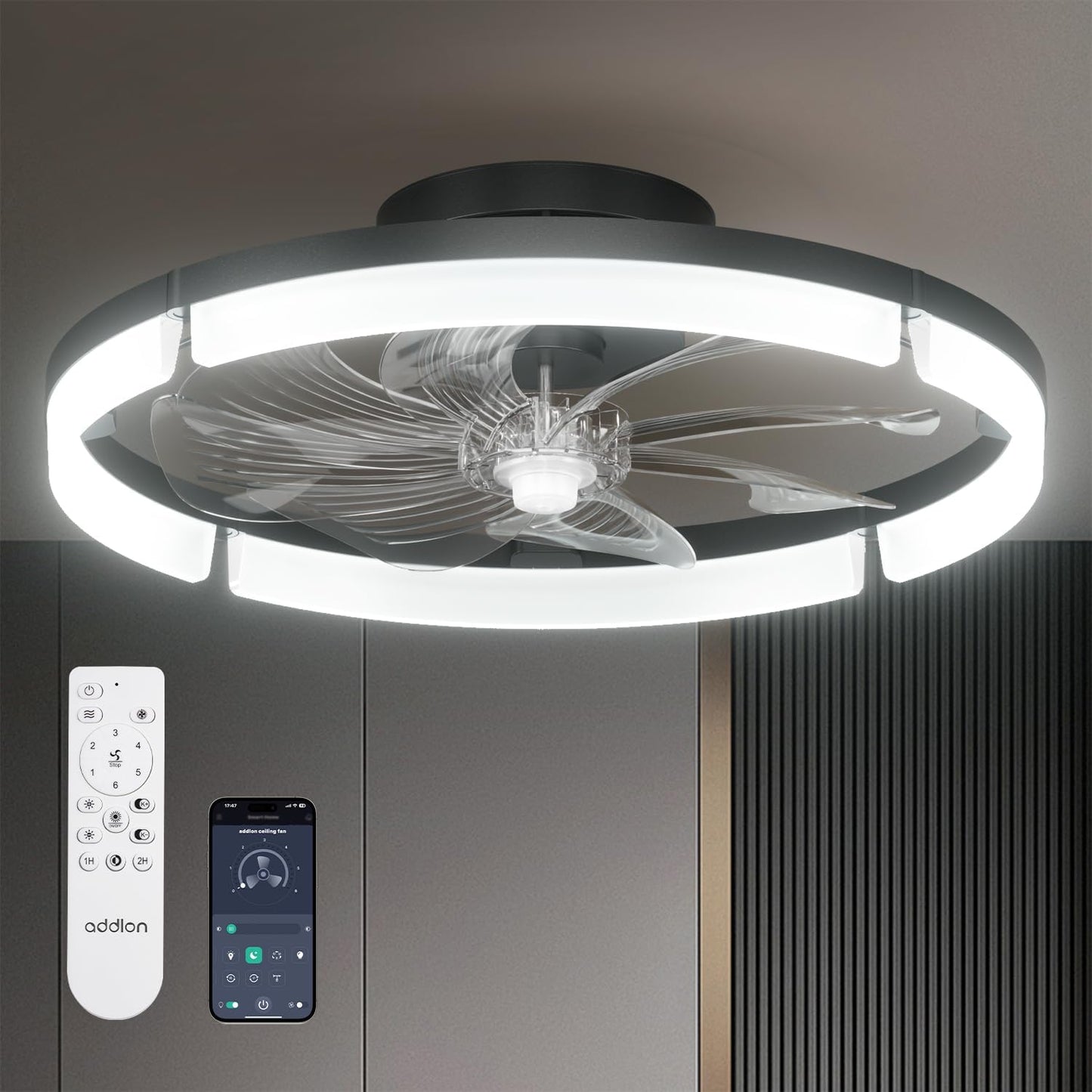 Ventilador techo LED 20pulg control remoto 3000-6000K