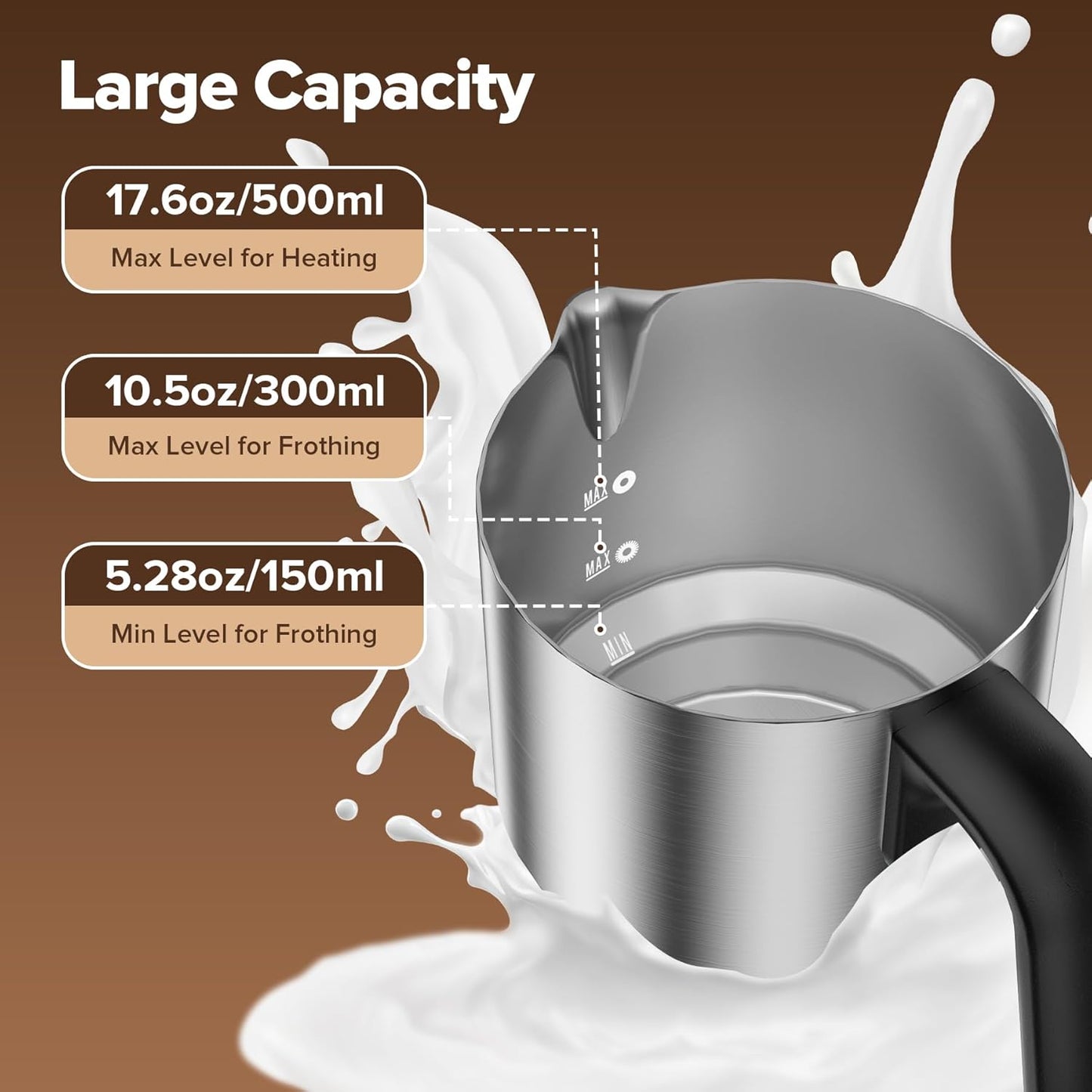 Espumador leche eléctrico desmontable 30.4oz