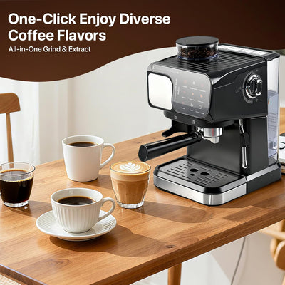 Máquina Espresso Hogar Calentamiento Rápido Capuchino Negro