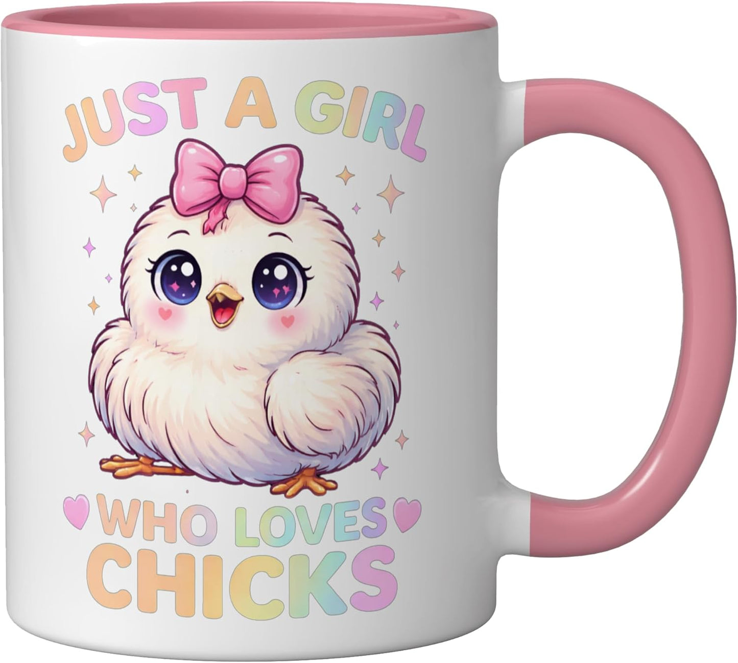 Taza Cerámica Pollo Kawaii Rosa/Blanca