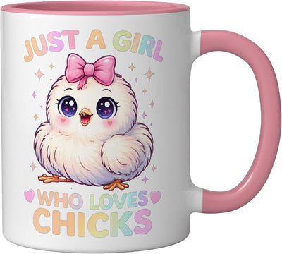 Taza Cerámica Pollo Kawaii Rosa/Blanca