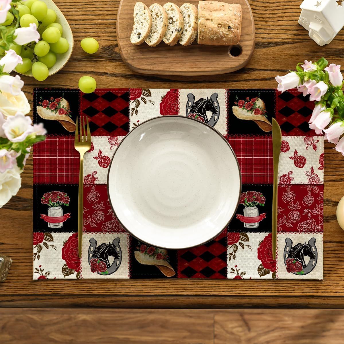 Set 4 manteles Kentucky 12x18pulg decoración fiestas