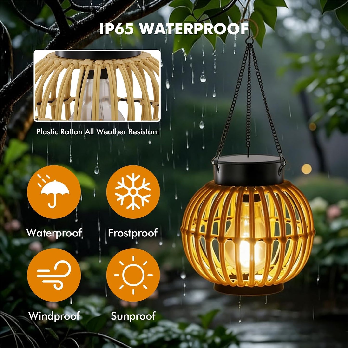 2 Linternas colgantes solares impermeables para jardín y patio