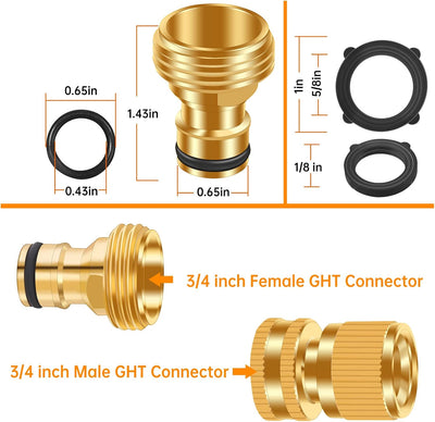 Tubo agua jardín conector rápido rosca GHT 3/4pulg latón