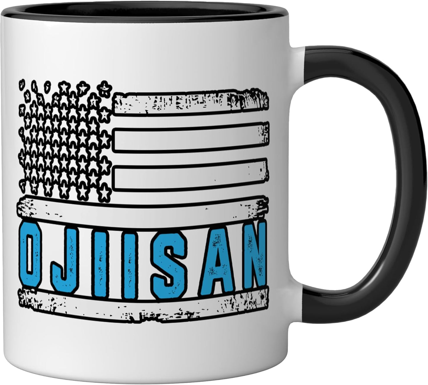 Taza Cerámica Bandera Americana Vintage Negro Blanco