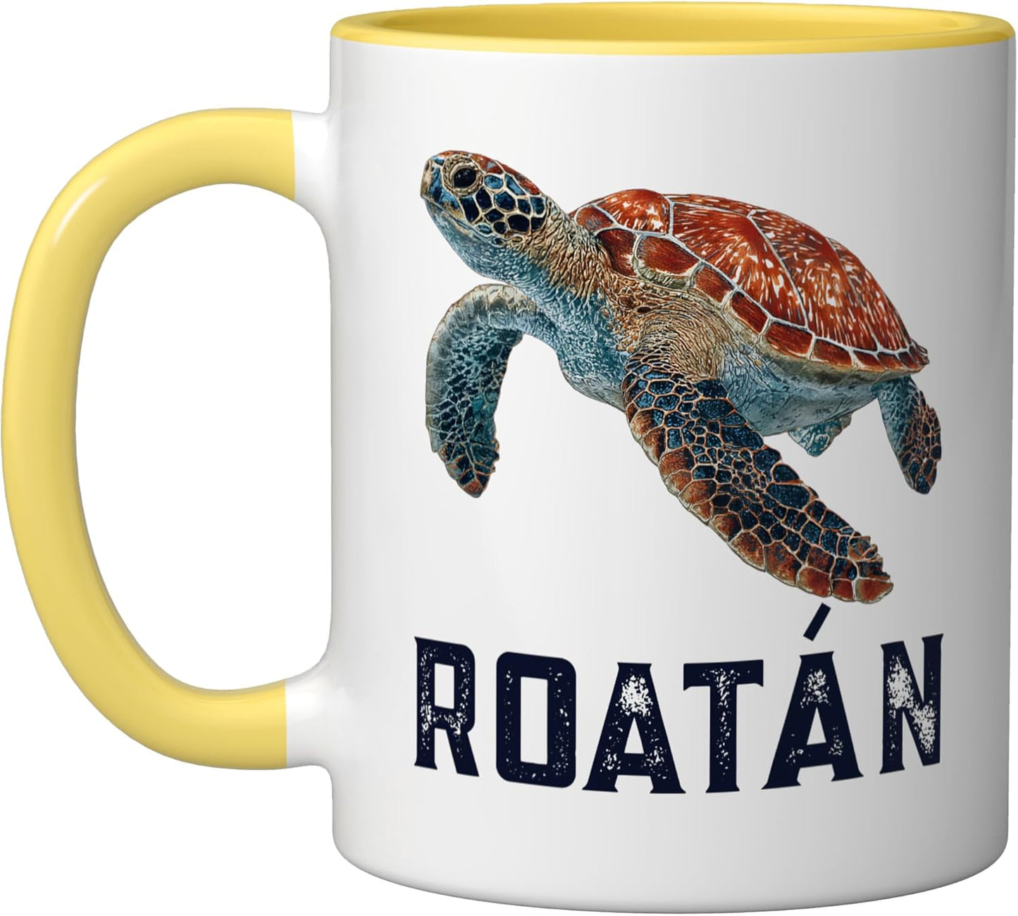 Taza Cerámica Roatan Honduras Amarillo/Blanco