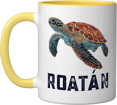 Taza Cerámica Roatan Honduras Amarillo/Blanco