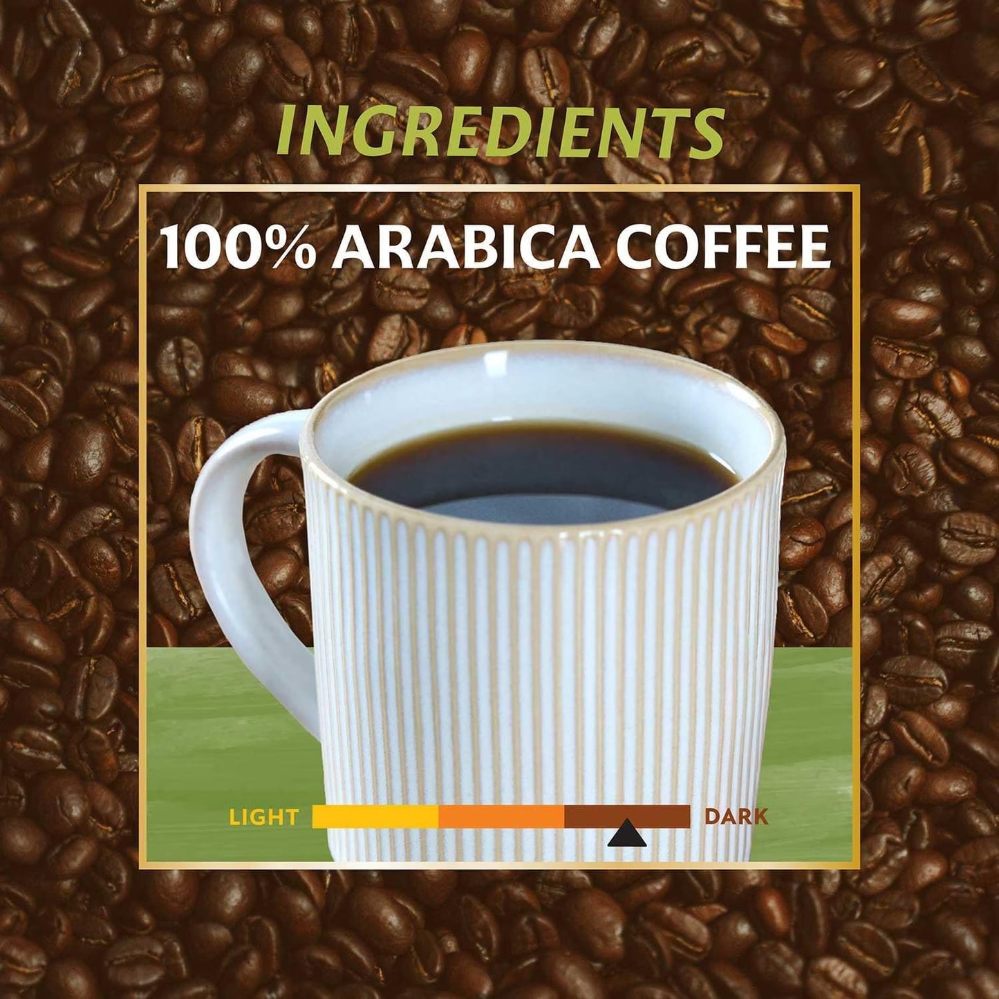 Taza de café orgánico tostado oscuro con chocolate