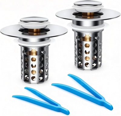 Tapón fregadero baño acero inox colador desplegable
