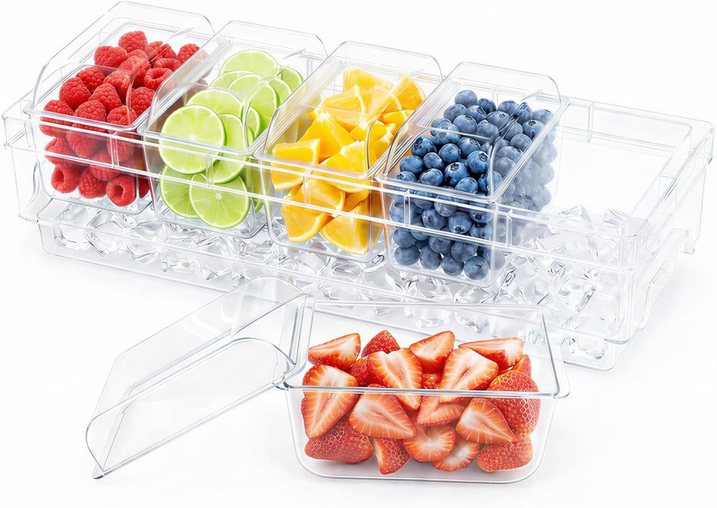 Recipientes refrigerados Lifewit para condimentos con tapas, juego de 5 para barra de tacos y fiesta