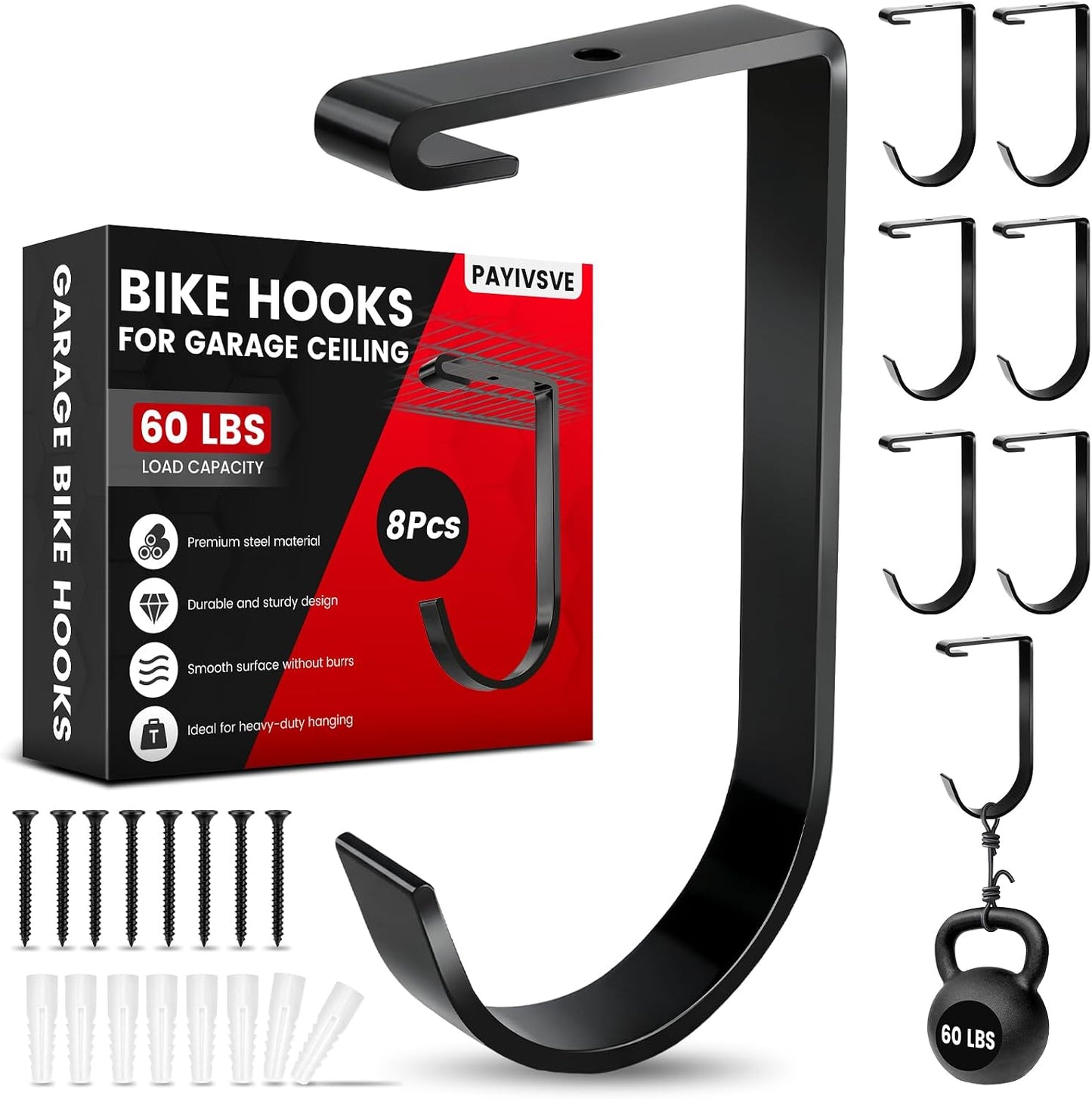 Ganchos bicicleta techo garaje set 8 pzas