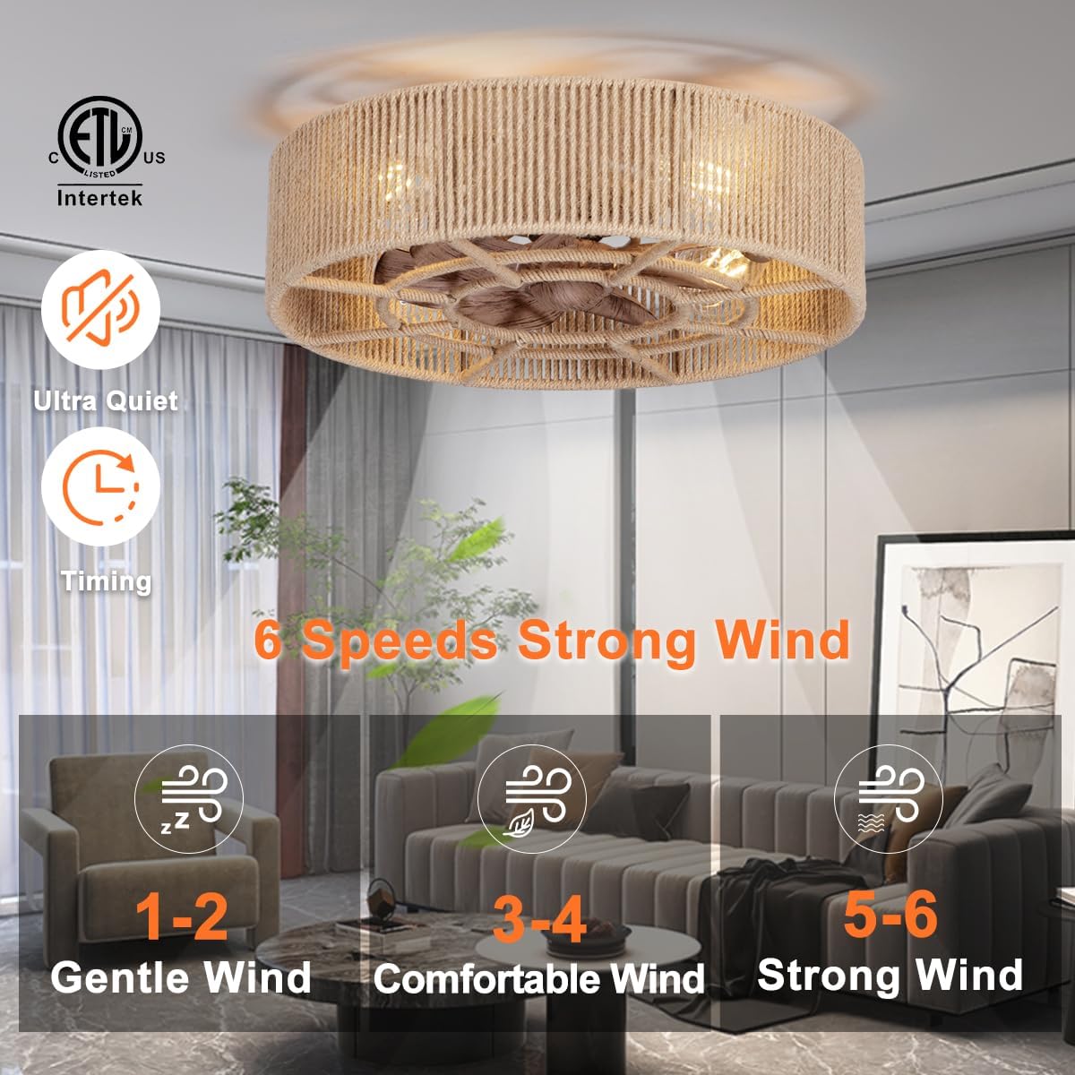 Ventilador techo bohemio 18pulg con luz control remoto