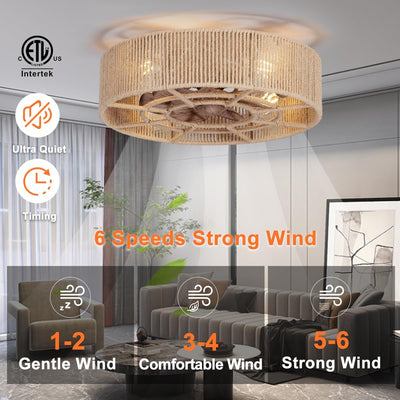 Ventilador techo bohemio 18pulg con luz control remoto