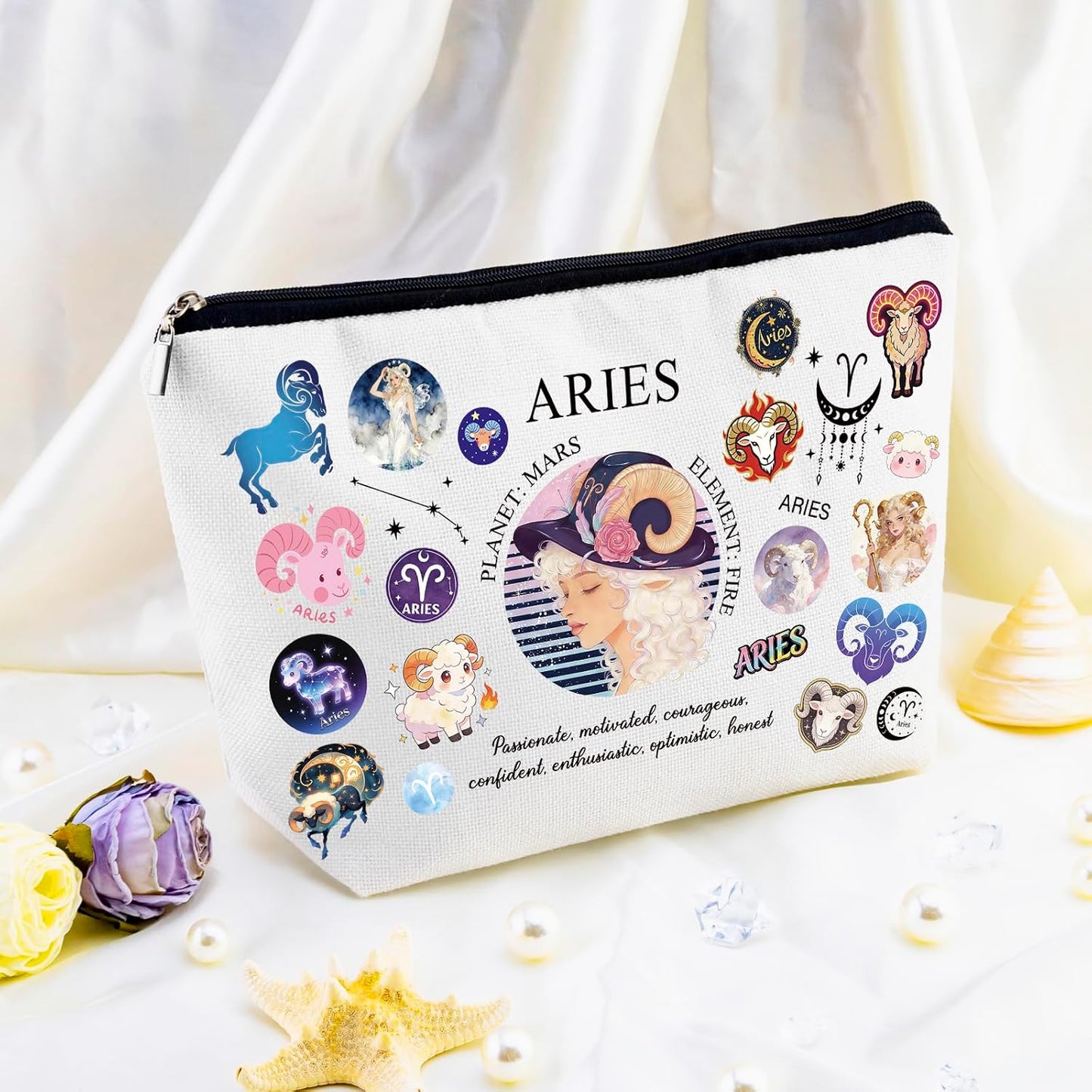 Bolsa maquillaje zodiaco Aries mujer cumpleaños abril