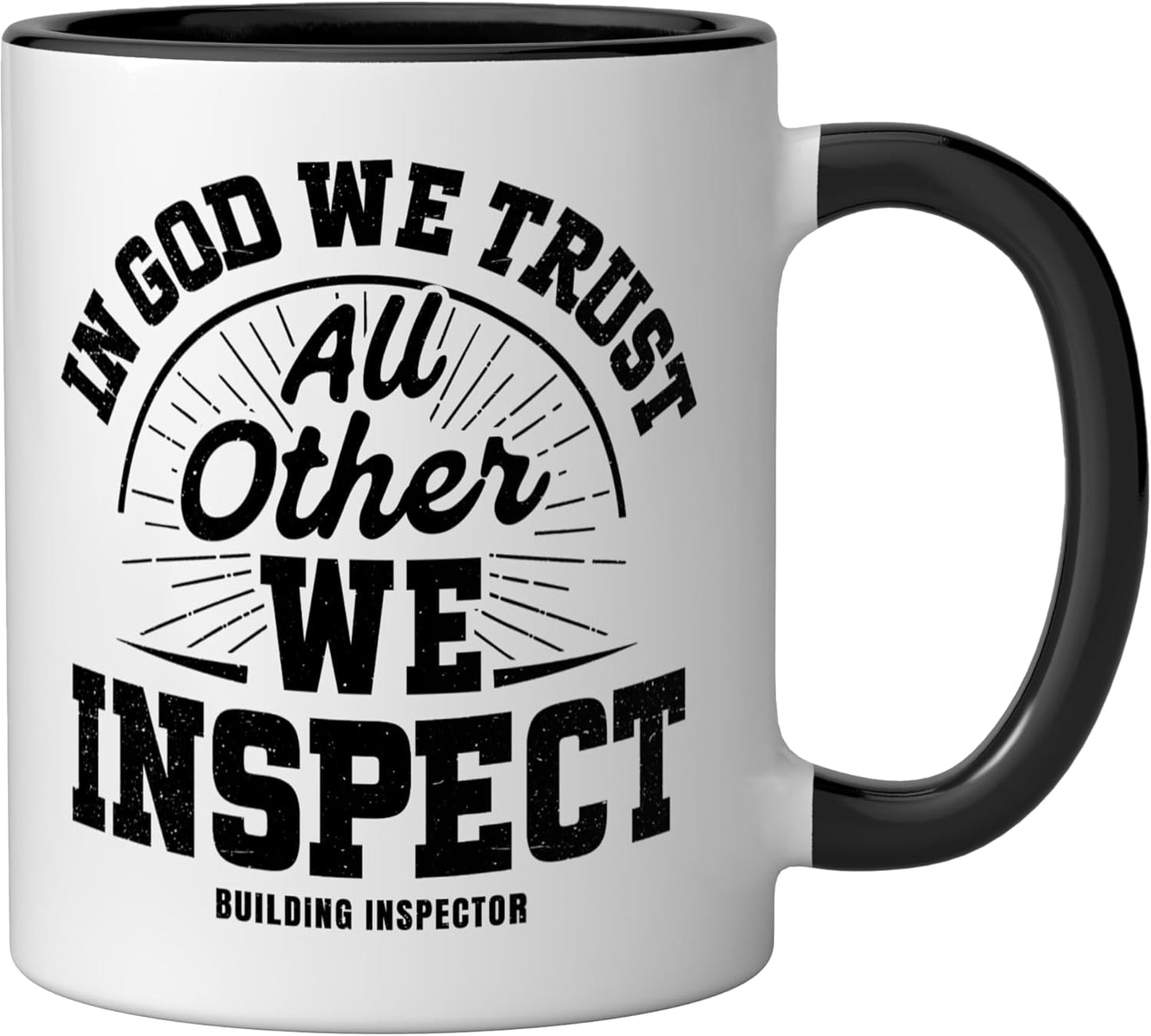 Taza cerámica inspectora de edificios divertida negra/blanca