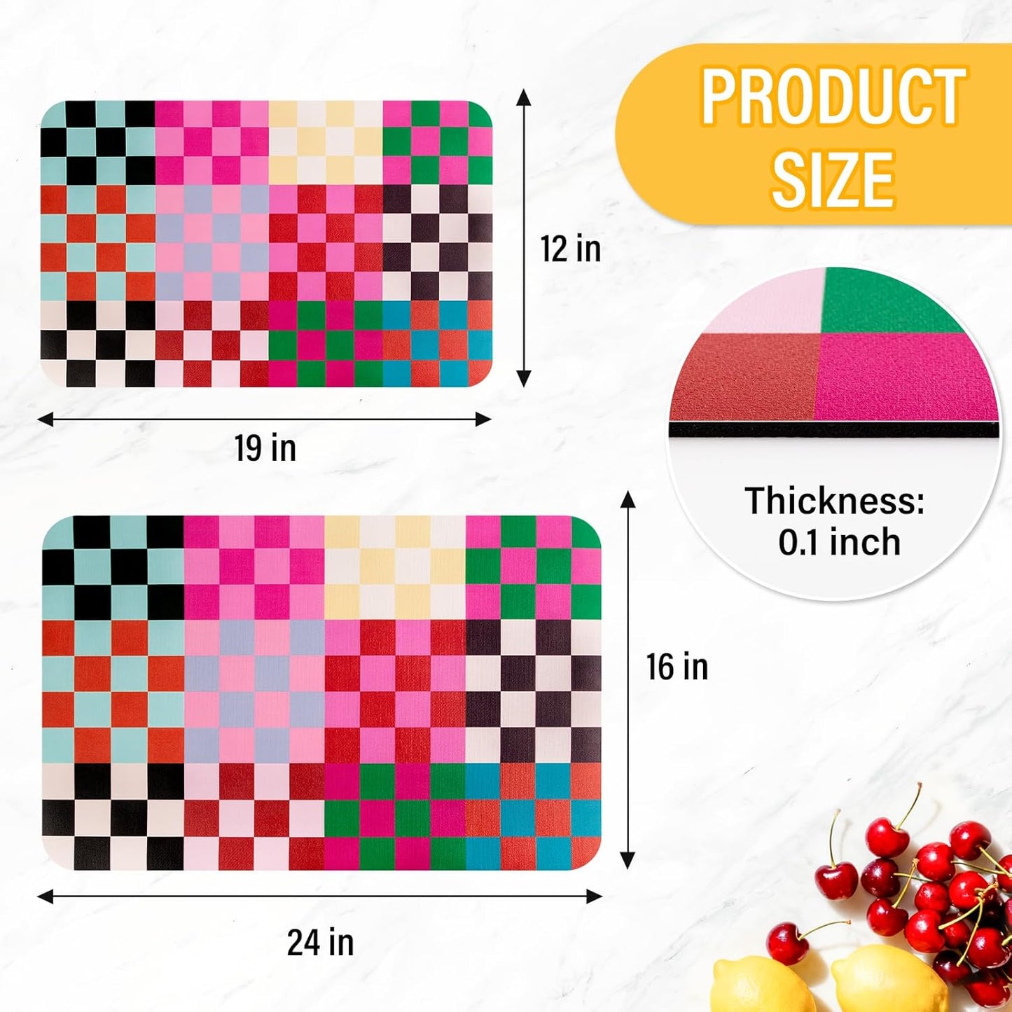 Tapete para secar platos tablero ajedrez 24x16 pulgadas