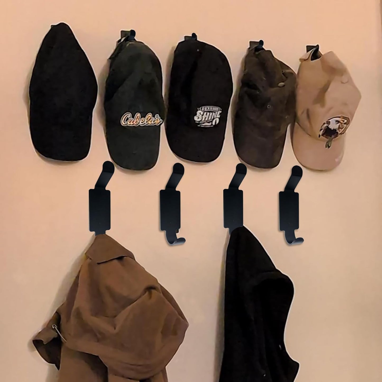 4 Ganchos Adhesivos Pared para Puerta Negro