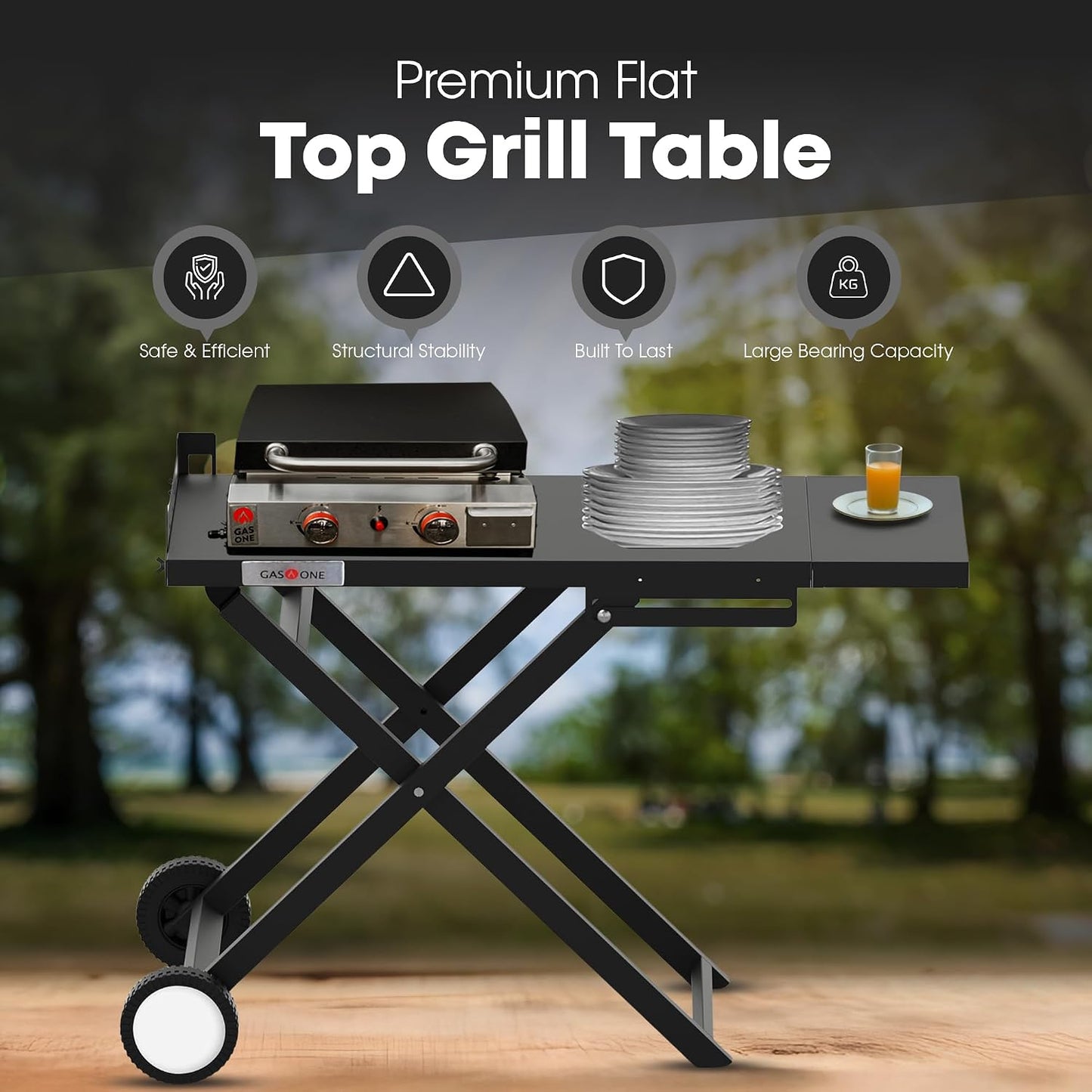 Carrito plegable para parrilla gas al aire libre